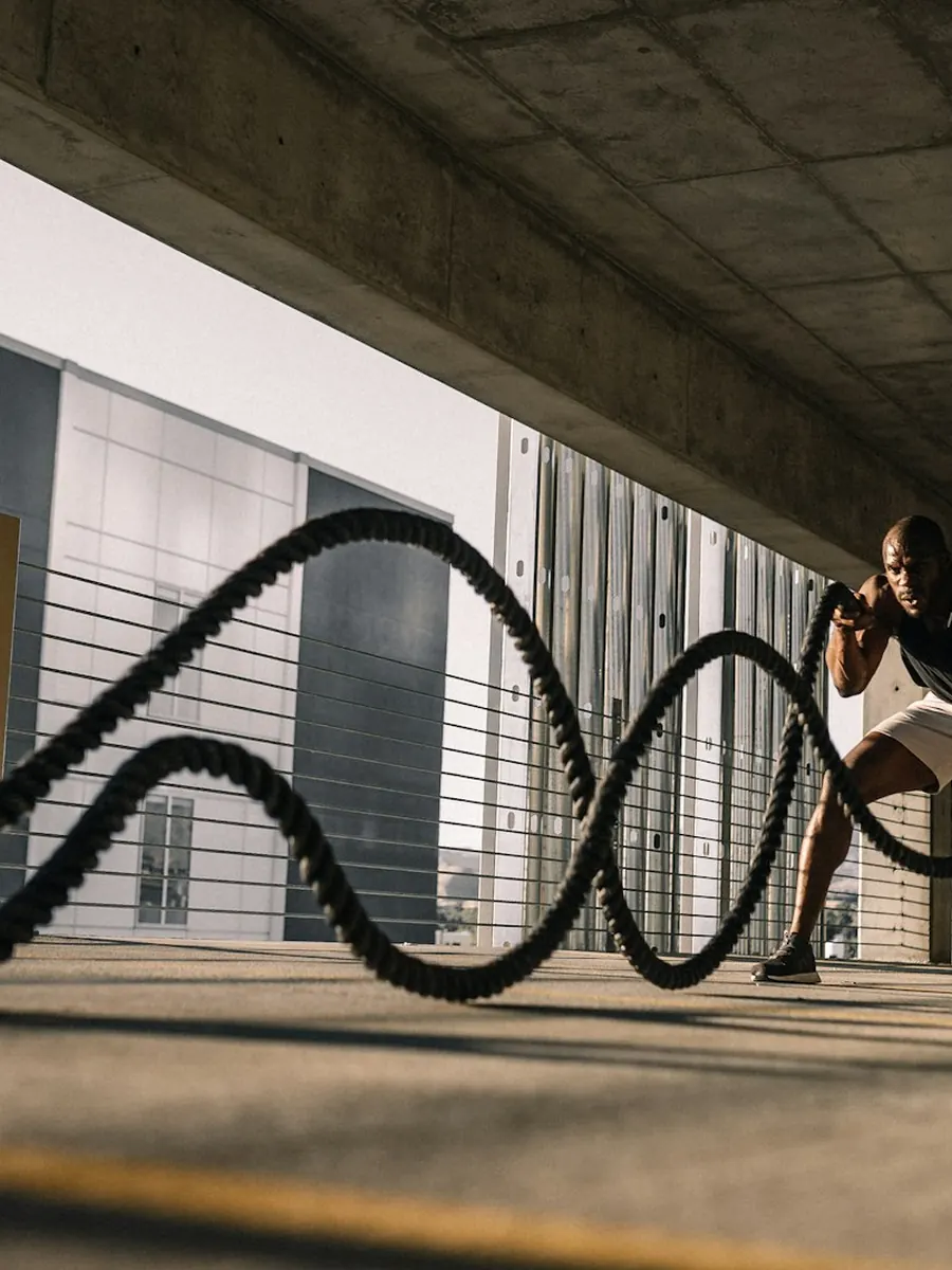 Battle ropes in an outdoor gym